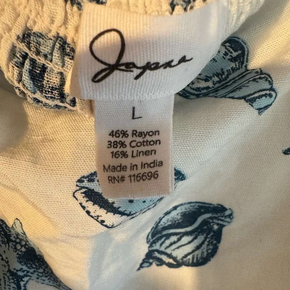 JAPNA Seashell Starfish Blue White MIDI Dress Women’s Size Large - Picture 7 of 7